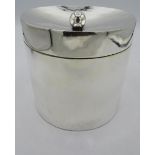 A fine Mappin & Webb silver plated biscuit barrel with ball finial, approx 5" high and 5" wide.