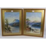 Henry Earp (1831-1914) - 'Lake Scenes', a pair, watercolours, signed, 45cm x 30cm, framed. NB: Henry