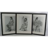 Brian Pratt (20th century) - Three pencil signed prints depicting female nude studies, each 40cm x