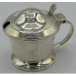 A Liberty & Co silver mustard pot with blue liner, marked silver, silver weight, 1.5 troy oz/48