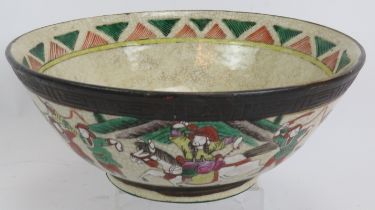 A 19th century Chinese Famille Rose porcelain bowl and with crackle glaze finish. Diameter 26cm.