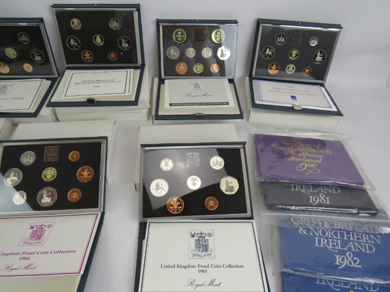 Royal Mint UK proof coin sets 1980-1990, 2 sets of many plus other proof and uncirculated sets. ( - Image 3 of 5