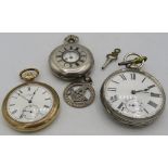 A Waltham Mass silver cased pocket watch 2461098 with key. A half hunter silver cased pocket