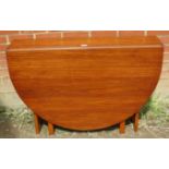 A mid-century teak drop-leaf dining table. Condition report: No issues. H75cm W108cm D21cm-155cm (