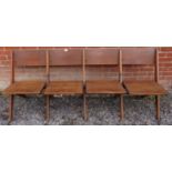 An antique oak four-seat chapel bench, with folding seats, on folding supports. Condition report: