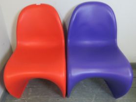 Two mid-century modern acrylic Panton ‘S’ chairs (Verner Panton 1926-1998) by Vitra, one in red