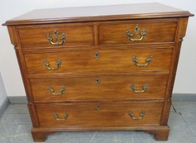An antique George III style mahogany chest of two short over three long graduated cock beaded