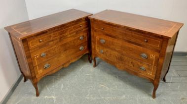 A pair of good quality 18th century style inlaid cherrywood chests by Vittorio Grifoni of Italy,
