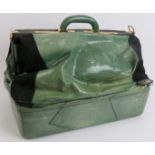 A good quality vintage Presto shagreen weekend bag with two main compartments, a shoe bag and silk