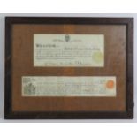 A framed freedom of The City of London certificate made to Ernest Joseph Harris 1946. 52cm x 41cm.
