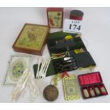 Mixed collectables, to include a Victorian Mr Punch childs game in original wooden box, a leather
