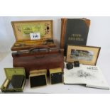 Mixed 19th century and vintage collectables, to include a leather Gladstone bag, printing set,