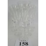 A set of 10 cut glass Champagne flutes, 20th century, nice quality. Condition report: No issues.