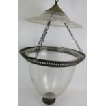 A good quality hand blown Georgian style bell jar ceiling lantern with gilt brass fittings and