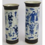 Two 19th century Chinese sleeve vases decorated in the Kangxi style, both marked to base. Tallest: