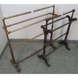 Two Edwardian mahogany double towel rails, on splayed supports. Condition report: Signs of wear