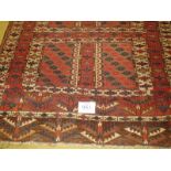 A late 19th/early 20th century Persian square rug, repeat geometric patterns. Good even colour.