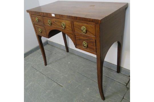 A Regency mahogany sideboard of small proportions, with one long and four short drawers strung - Image 2 of 3