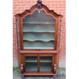 An 18th century Dutch marquetry walnut glazed display cabinet, featuring satinwood inlay depicting