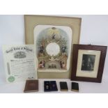 A small collection of late 19th/early 20th century Masonic items including a silver jewel,