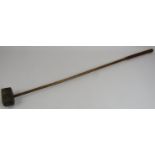 An antique hickory shafted 'Block' putter golf club, lead weighted. Length 103 cm. No maker's marks.