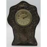 A silver fronted Art Nouveau mantle clock decorated with lily of the valley, Birmingham 1907, approx