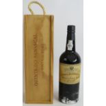 One bottle of Fonseca Quinta Do Panescal 1984 vintage port in wooden presentation case. Condition