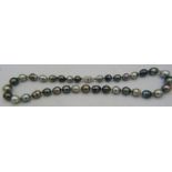 An AAAA Tahitian Southsea pearl necklace, approx 13mm x 10mm. The drop shaped pearls have an
