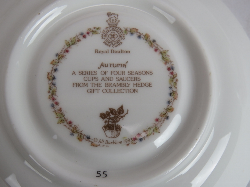 A Royal Doulton Brambly Hedge four seasons part tea set consisting four cups and saucers, one - Image 2 of 2