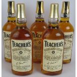 Five bottles of Teacher's Highland Cream Scotch whisky, 1980s bottlings, 75cl, 40% vol. (5).