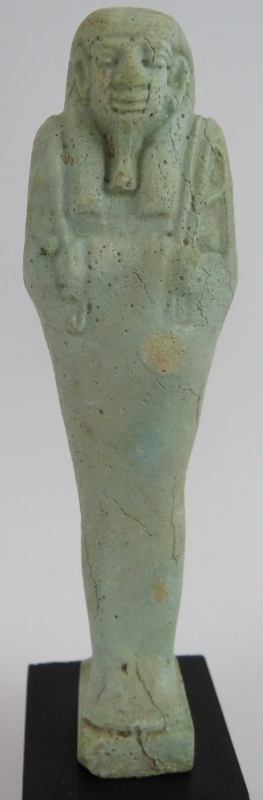 An ancient Egyptian faience ushabti decorated in light blue glaze, believed to be c1070-945 BC. - Image 2 of 6