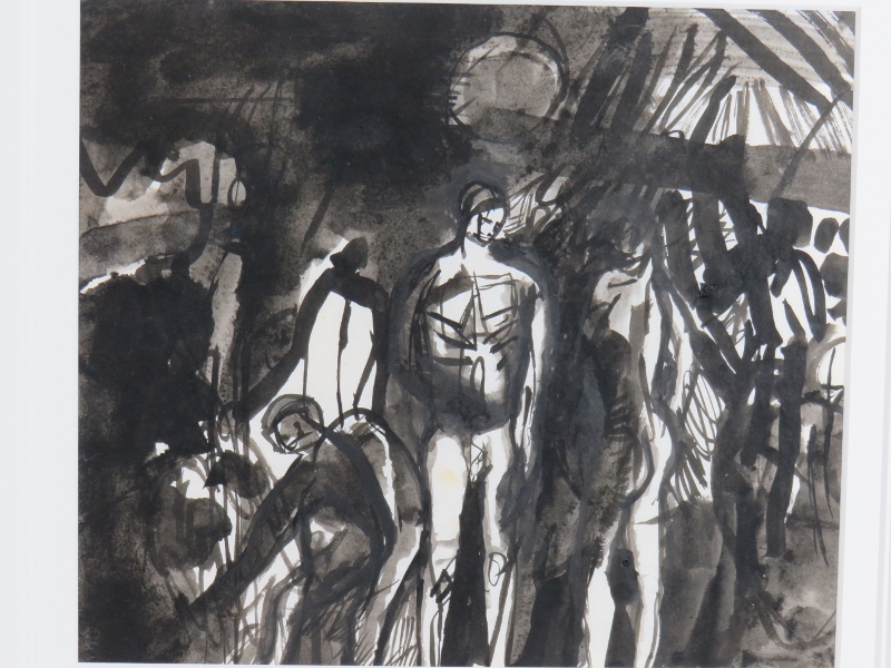 Keith Vaughan (British, 1912-1977) - 'Dark Assembley', black ink on paper, c.1959, labels verso - Image 2 of 4
