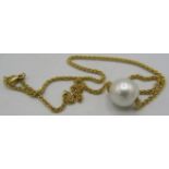 An exceptionally large and rare Australian Southsea single pearl necklace. Pearl 18mm and has a soft