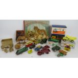 A mixed lot of boxed and unboxed Dinky toys and other model cars, quantity of lead soldiers, a
