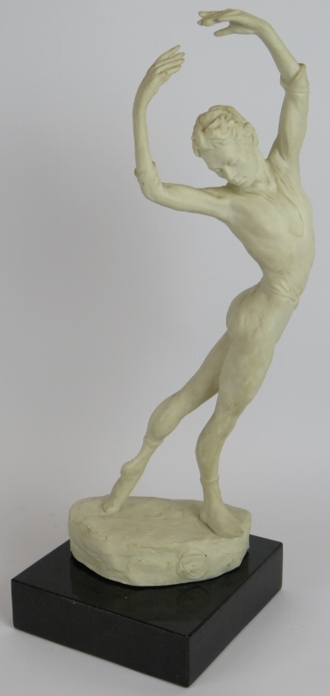 A Spode Bisque porcelain study sculpture of ballet dancer Anthony Dowell by Enzo Plazzotta c1975,