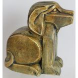 A 20th century Cubist/Art Deco pottery dog with brushed glaze. Unsigned. Height 14.5cm. Condition