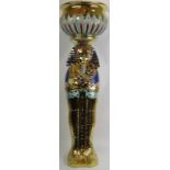 A 1970's Kitsch Tutankhamun jardinière and stand by Bassano of Italy. Heavily gilded and hand