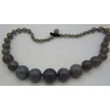 A Lola Rose Grey graduated agate necklace. Largest bead approx 20mm x 20mm and individually knotted,