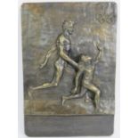 A bronze Olympic relief plaque after Piero Todeschini (1888 - 1945) depicting two classical runners.