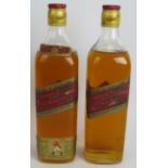 Two bottles of 1960s Johnnie Walker Red Label old Scotch Whisky, 26.5 floz. (2). Condition report: