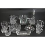 A mixed lot of good quality cut glass including a Waterford crystal decanter, Cristal de Sevres