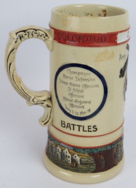 An American WWI commemorative stein tankard, army of occupation 148 FA Army Artillery CPL J.M. - Image 2 of 8