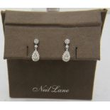 Neil Lane 14ct white gold & diamond drop earrings, each earring set with 22 diamonds. Total diamonds