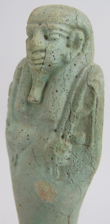 An ancient Egyptian faience ushabti decorated in light blue glaze, believed to be c1070-945 BC. - Image 3 of 6