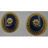 Ilias Lalaounis pair of 18ct yellow gold & lapis lazuli clip on earrings. The large oval earrings