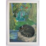 Maria Afanasieva (contemporary) - 'Cat', pastel, signed, 62cm x 43cm, framed. Condition report: No