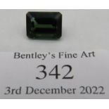 Octagon faceted forest green 12mm x 9mm loose stone. Possibly 6.05cts natural African tourmaline.