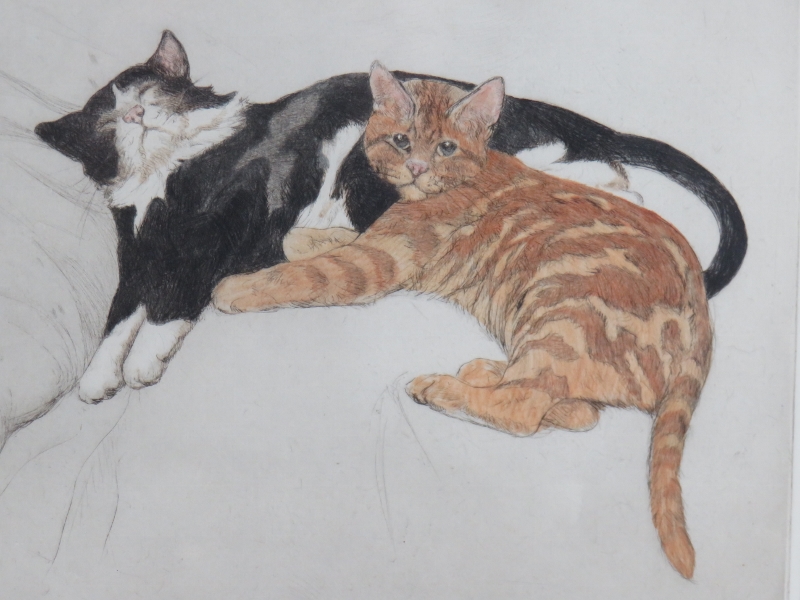 George Vernon Stokes RBA RMS (British, 1873-1954) - 'Two Cats resting', pencil signed limited - Image 2 of 4