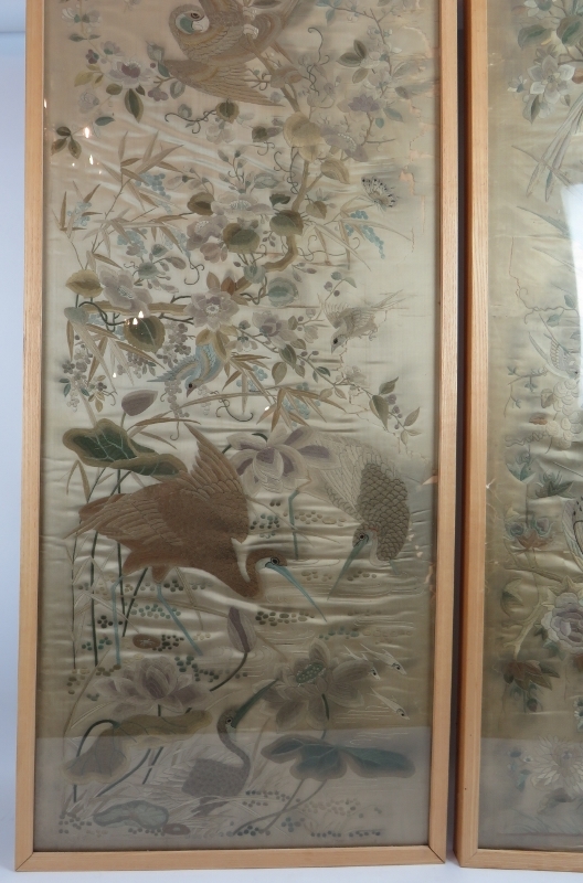 Three fine quality antique Chinese silk work panels (A/F). Professionally mounted on cotton backing, - Image 3 of 10