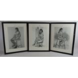 Brian Pratt (20th century) - Three pencil signed prints depicting female nude studies, each 40cm x